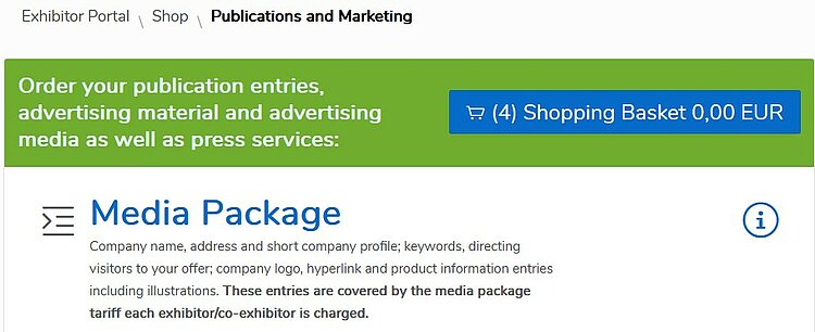 Media Package in Exhibitor Portal