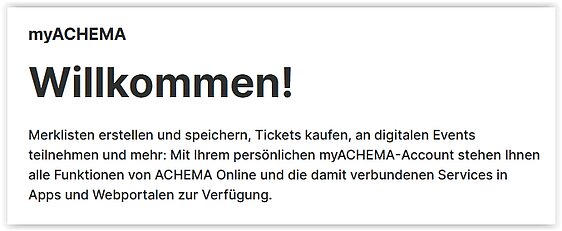 myACHEMA Willkommen