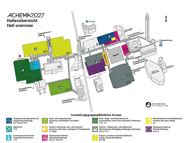 Hallenübersicht mit New Exhibitor Area ACHEMA 2027