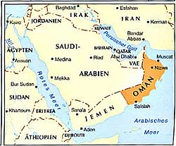 Oman's location on the Arabian Peninsula